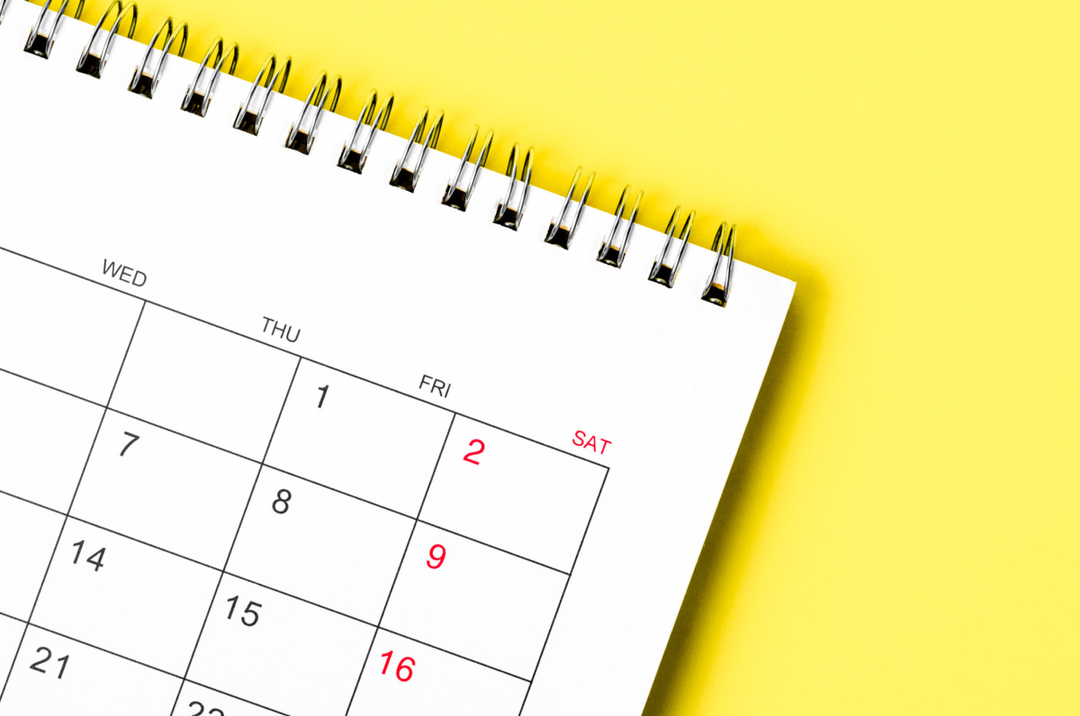 Close up October 2021 Calendar desk for organizer to plan and reminder