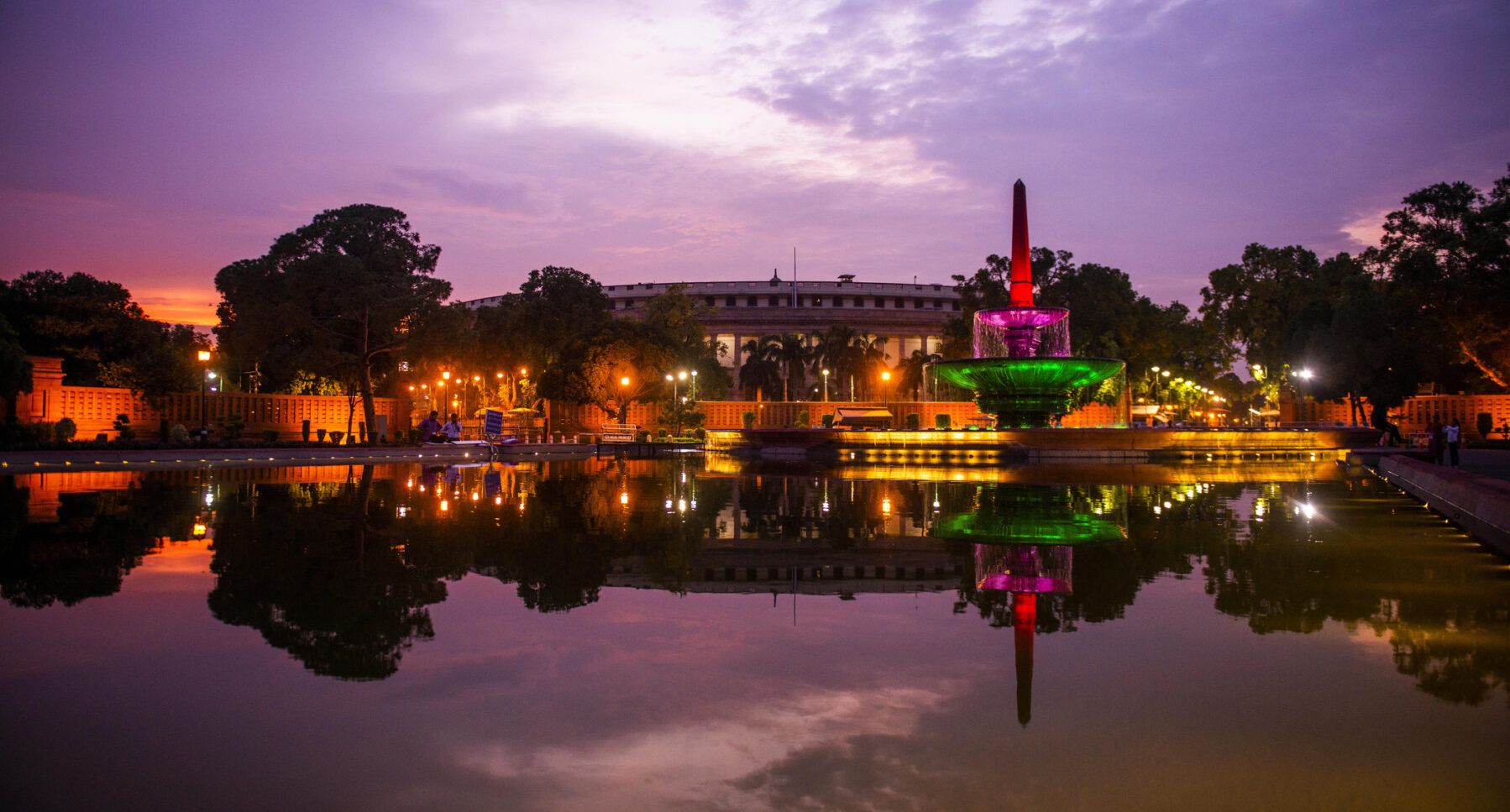 Raisina Hill New Delhi India illuminates with dynamic kaleidoscopic lights