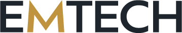 Emtech logo for dark bg